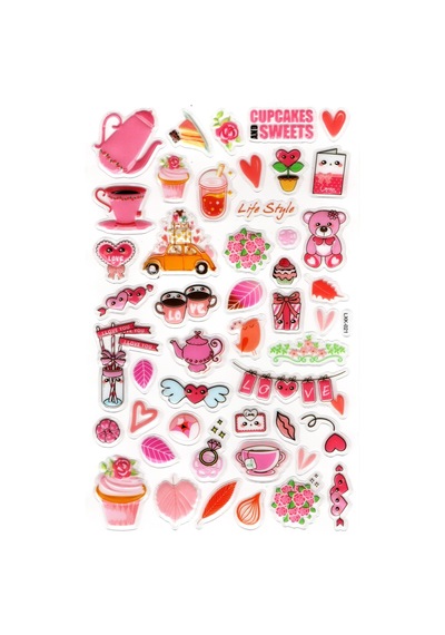 Sticker Kabartmalı Stiker Defter, Planlayıcı Etiket Lxk-021 - 22x14 Cm - Pembe Love Ayıcık