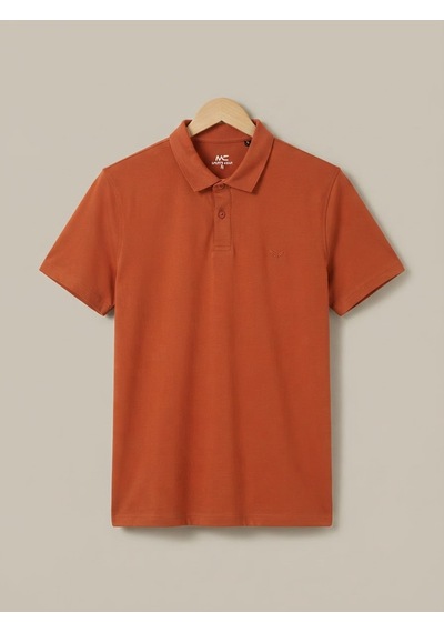Maccali Erkek Turuncu Büyük Beden Bol Basic Polo Yaka Tişört
