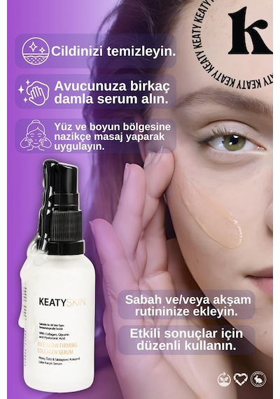 Keaty Skin Pirinç Özlü Kolajenli Sıkılaştırıcı Leke Karşıtı Serum 30 ML