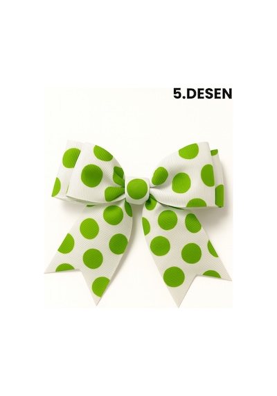 Esila Kids Kız Çocuk Toka Puantiyeli Fiyonk Model 2 Adet Gönderim 6 Desen Seçenekli Çok Renkli