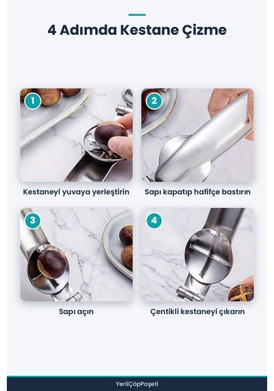 Profesyonel Metal Kestane Çizici Pense Gümüş