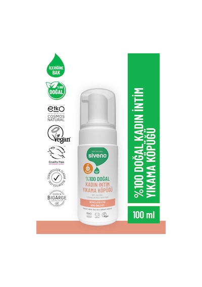 Siveno %100 Doğal İntim Yıkama Köpüğü Beyazlatıcı Etkili Koku Önleyici Ph 3.8 100 Ml