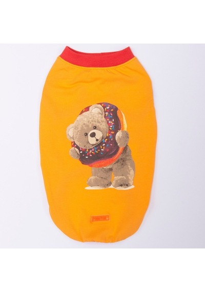 Turuncu Donut Teddy Tişört Kedi Köpek Tişörtü-kedi Köpek Kıyafeti