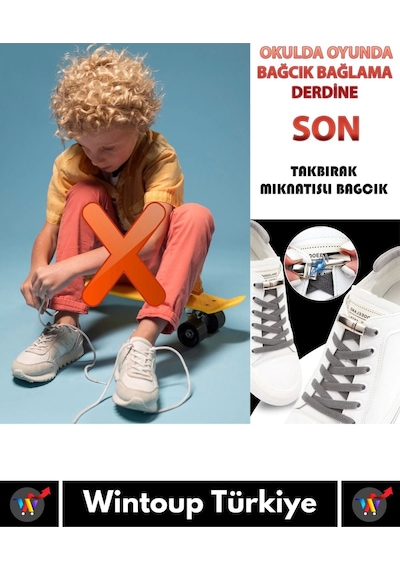 Premium Çocuk Genç Yetişkin Pratik Şık Klipsli Manyetik Mıknatıslı Lastikli Ayakkabı Bağcığı 1 Çift Çok Renkli