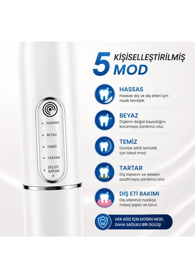 Polham 7 Parça Elektrikli Diş Fırçası Ve Ağız Bakım Seti 5 Modlu, 800mah Şarjlı, Ipx7 Su Geçirmez