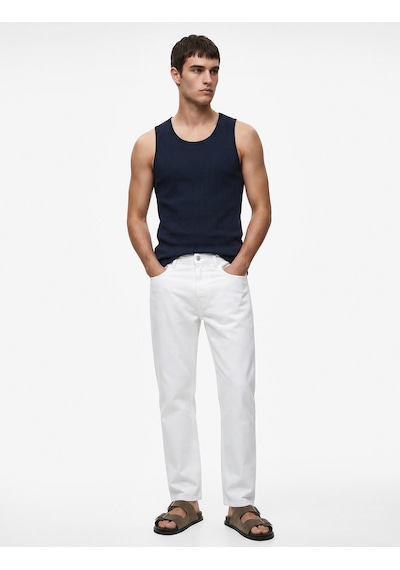 Koton Pamuklu Kolsuz Bisiklet Yaka Slim Fit Atlet Lacivert 6sam30006mk