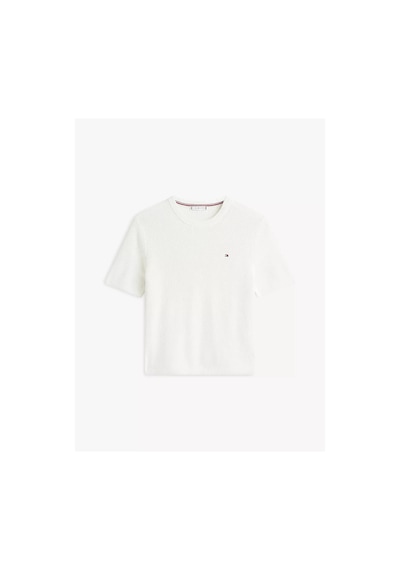 Tommy Hilfiger Co Cardı Stıtch C-nk S/s Sweater Kadın Beyaz Kazak - Ww0ww48793