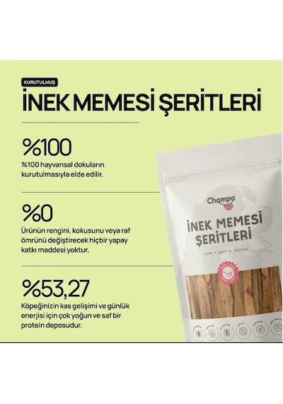 Chompo İnek Memesi Çubukları 100% Doğal Katkısız Köpek Ödül Maması 100 Gr / Tek İçerik