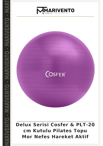 Delux Serisi Cosfer & Plt-20 Cm Kutulu Pilates Topu Mor Nefes Hareket Aktif