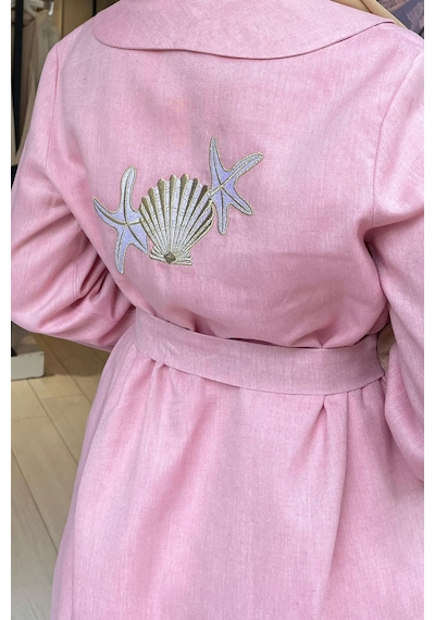 Oe25y939654 Omelya Keten Ceket Pembe
