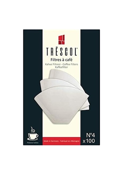 Trescol Kahve Filtresi, Beyaz Kağıt, 4 Numara, Büyük Boy, 100'lü Paket