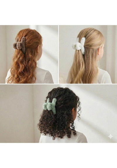 Peluş Mandal Toka 3 Lü Set Çok Renkli