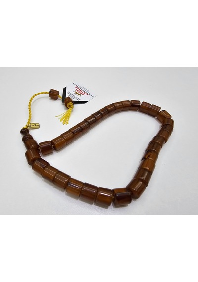 Omari İmzalı Sertifikalı Alman Faturan Sıkma Kehribar Tesbih 10,5x11,5 Mm Teker Kesim