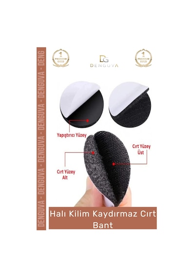 Cırtbant Halı Kaydırmaz Ped Yıkanabilir Tekrar Kullanılabilir Güçlü Sabitleyici 5 Cm 10 Adet Cırt B
