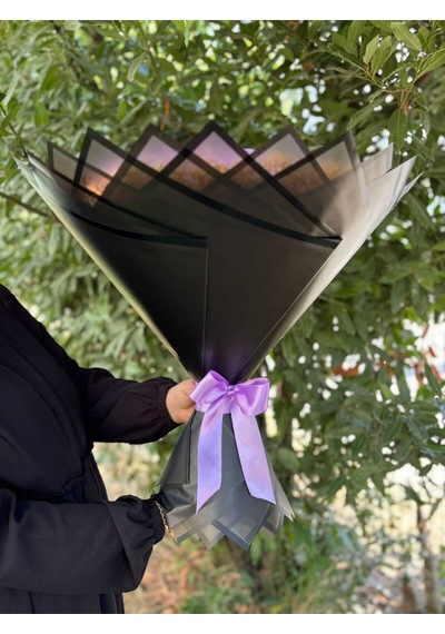 101 Lı İsteme Söz Nişan Solmayan Gül Buketi Lila Gül Dışı Siyah Lila Dışı Siyah