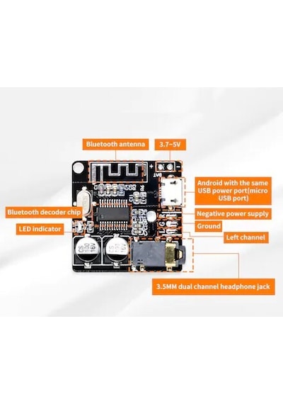 Hizlidiyot Vhm-314 Bluetooth 5.0 Mp3 Modül Ses Alıcı Kartı Kablosuz Müzik