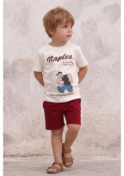 Dmb Kids Erkek Çocuk Penye Şortlu Takım Dmb-7637 Bordo