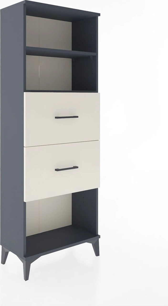 Arges Dolap 2 Raflı 2 Çekmeceli 60x30x163 Antrasit-aytaşı Antrasit