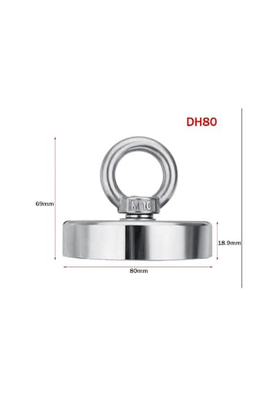Dünya Magnet Magnet Fishing Halatlı Eldivenli Neodyum Pot Mıknatıs Seti, 80mm Büyük Kancalı Mık