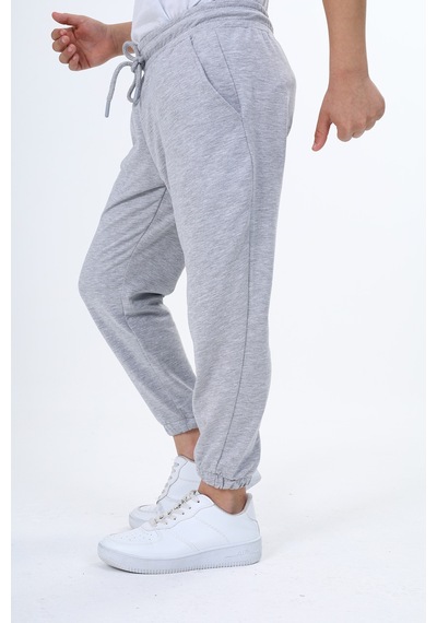 Toontoy Kids Toontoy Erkek Çocuk Pamuklu Beli Bağlamalı Jogger Eşofman Alt 23316 Gri Melanj