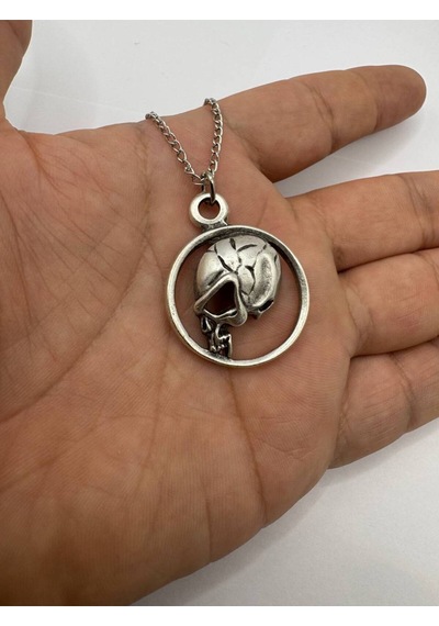 Kurukafa Yuvarlak Çerçeveli Asi Ve Şık Unisex Kolye 60 Cm Zincir Çok renkli