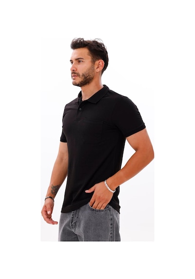 Erkek Polo Yaka Doubleface Tshırt Siyah