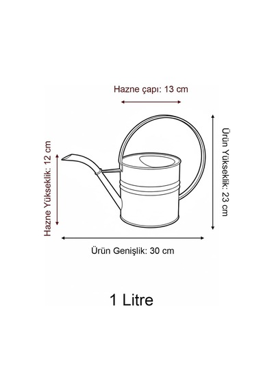 Ella 1 Litre Metal Çiçek Saksı Sulama Kabı Modern Dekoratif Çok Amaçlı Sulak Mor