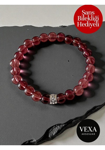 Gündelik Cam Görünümlü Boncuk Bileklik - Kombine Göre Hediyelik - Hediyeli Ürün Bordo