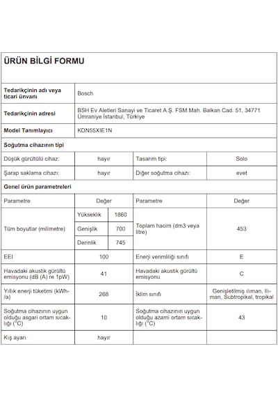 Bosch K55DNXIE1N Serie 4 453 L Üstten Donduruculu Paslanmaz Çelik Buzdolabı