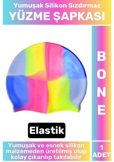 Su Geçirmez Elastik Yumuşak Yüzücü Havuz Deniz Yüzme Şapkası Silikon Bone Çok Renkli