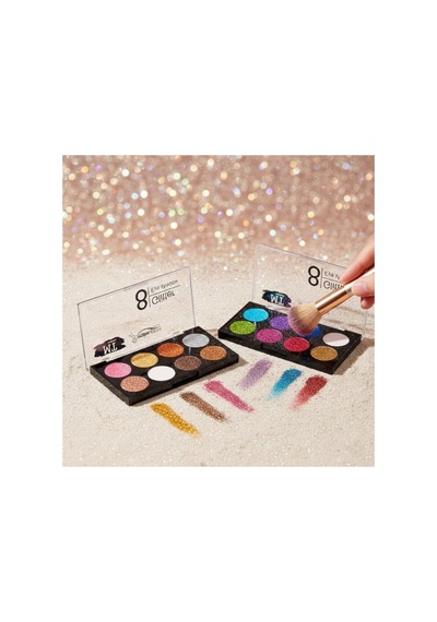 8 Renk Glitter Far Paleti - 2 Li Set Çok Renkli