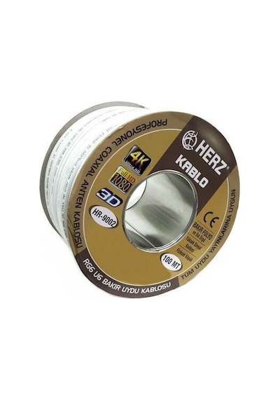 Herz Rg6-U6 Uydu Anten Kablosu - 100 Metre Beyaz