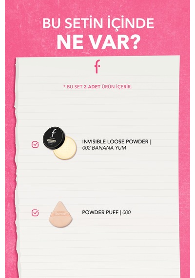 Flormar Invisible Loose Banana Transparan Pudra & Makyaj Su Ngeri Seti SET270 002bananayum