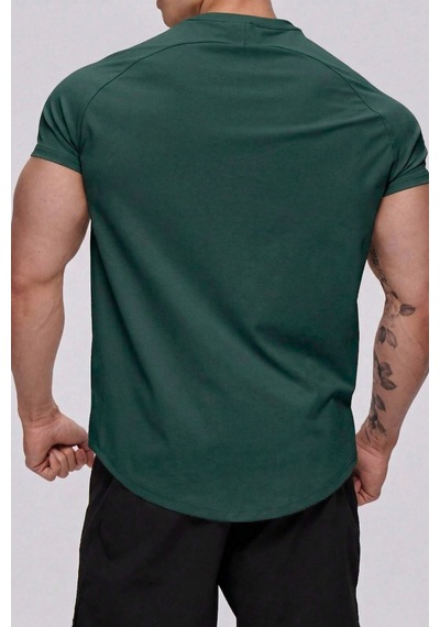 Genius Store Erkek Spor Tişört Running Sports Gym Reglan Oval Kesim Penye T-shirt Ovalt-shirt Yeşil