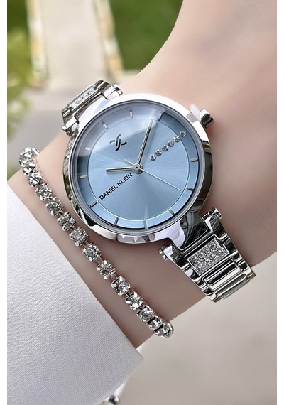 Daniel Klein DKISTE155 Premium Kadranı Mavi Kadın Kol Saati + Bileklik