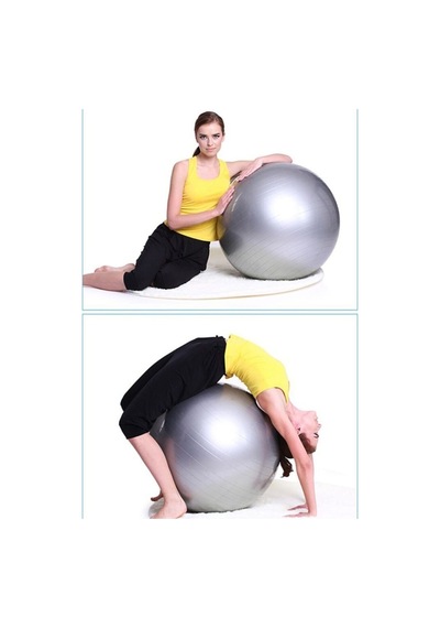 Gri Pilates Topu - Pompa 65 Cm Yoga Topu Spor Salonu Denge Topu Dayanıklı Fitness Top