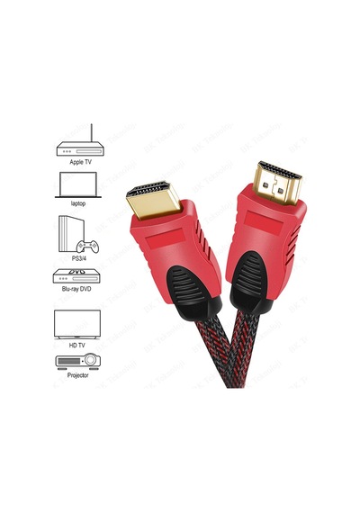 Yüksek Hızlı Full HD 3D Örgülü HDMI Kablo - 1.5 Metre