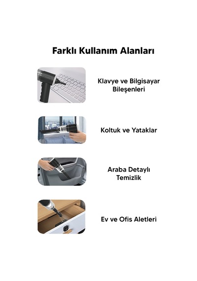 Araç İçi Süpürge Siyah 0-250 Watt 5-10 Dba Ses Seviyesi 1-2 Saat Şarj 2 Yıl Garantili