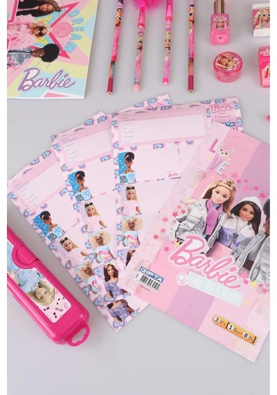 Barbie Lisanslı 21 Parça Okul Ve Kırtasiye Seti, Pembe