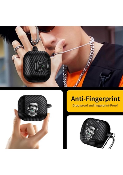 Samsung Galaxy Buds3 / Galaxy Buds3 Pro Ve Galaxy Buds 3 Fe Uyumlu Karbon Fiber Hybrid Polymer Technology Kuru Kafa Tasarım Güvenlik Kilitli Kulaklık Kılıfı