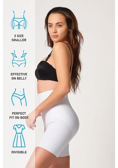 Beyaz Mı Emay 2816 Yüksek Bel Boxer Lazer Korse Beyaz