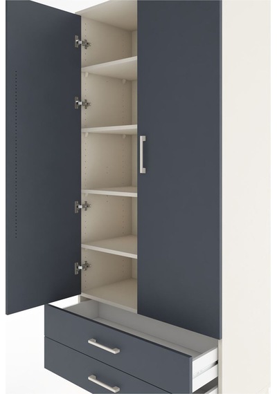 Hyperion Dolap 5 Raflı 2 Çekmeceli 2 Kapaklı 88x44x195 Aytaşı-antrasit Aytası