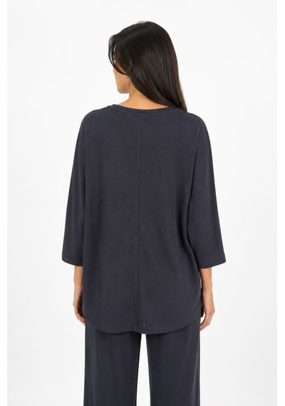Neden Tekstil Kadın V Yaka Relaxed Fit Lacivert Bluz