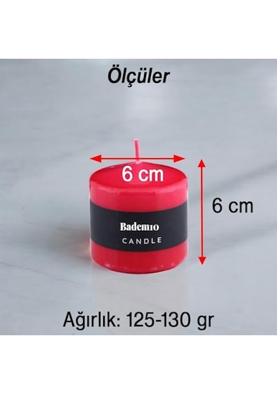 Baton Mum Kırmızı Silindir Dekoratif Mumu Kandil Hediyelik Fitilli Mumlar Şamdan Kokusuz 6 X 6 Cm Diğer
