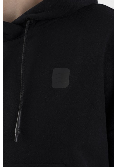 Maraton Oversize Kadın Kapüşonlu Siyah Sweatshirt Siyah