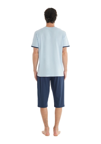 Blackspade Erkek Premium Kısa Kol Kapri Mavi Pijama Takım C0t1n7o04 Mavi