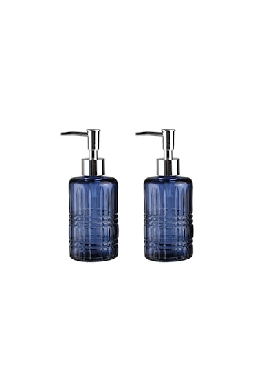 Banyo Seti Cam Sıvı Sabunluk 2 Adet,kristal Desenli Mavi 300ml 6, Çok Renkli