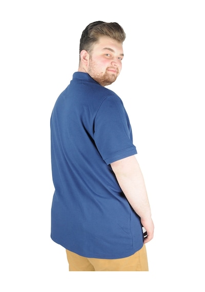 Mode Xl Battal Beden Erkek Tshirt Polo Yaka Nakışlı Klasik Pike 20553 Indigo 001