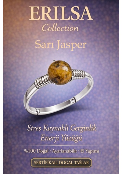 Sertifikalı  Azaltıcı  Yüzüğü Sarı Jasper Ayarlanabi Çok Renkli