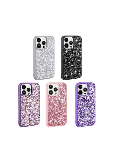 Apple Uyumlu iPhone 12 Pro Max Uyumlu Parlak Taşlı Tasarım Zore Linea Kılıf-mor Mor -